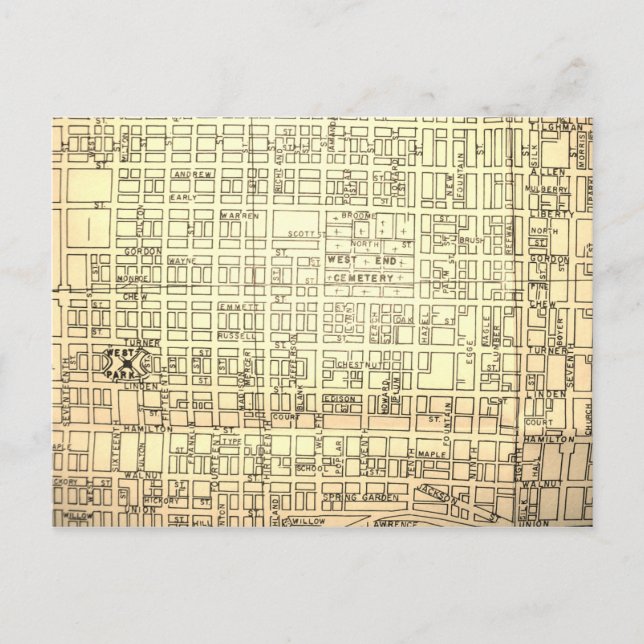 Cartão Postal Mapa Antigo de Allentown, PA (Frente)