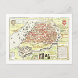 Cartão Postal Mapa Antigo de Antuérpia, Bélgica,