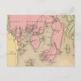 Cartão Postal Mapa Antigo de Boothbay Maine (1894)