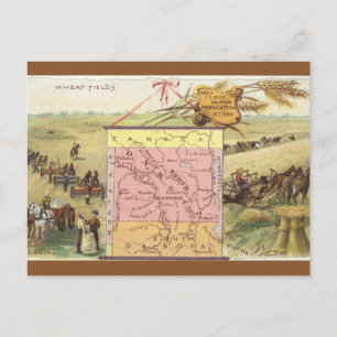 Cartão Postal Mapa Antigo de Dakota do Norte