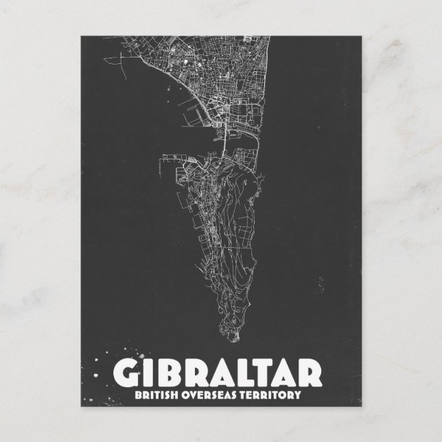 Cartão Postal Mapa Antigo de Gibraltar (Frente)