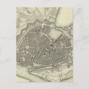 Cartão Postal Mapa Antigo de Hamburgo Alemanha (1841)