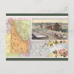 Cartão Postal Mapa Antigo de Idaho