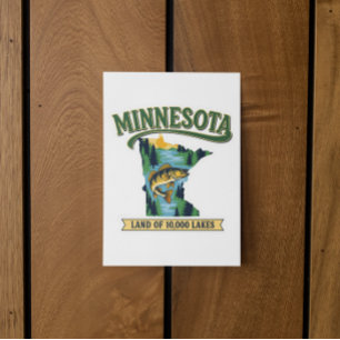Cartão Postal Mapa Antigo de Minnesota Terra dos 10000 Lagos