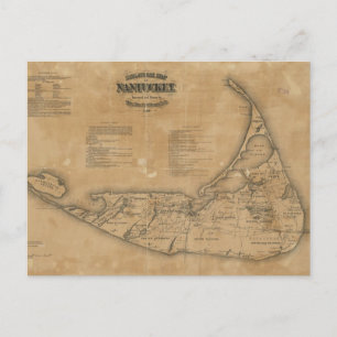 Cartão Postal Mapa Antigo de Nantucket (1869)
