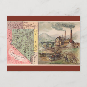 Cartão Postal Mapa Antigo de Nevada
