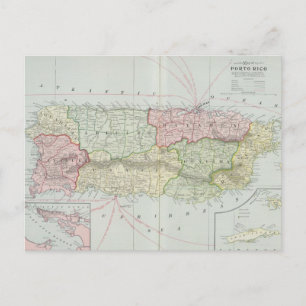 Cartão Postal Mapa Antigo de Porto Rico (1901)