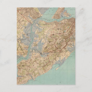 Cartão Postal Mapa Antigo de Staten Island (1891)