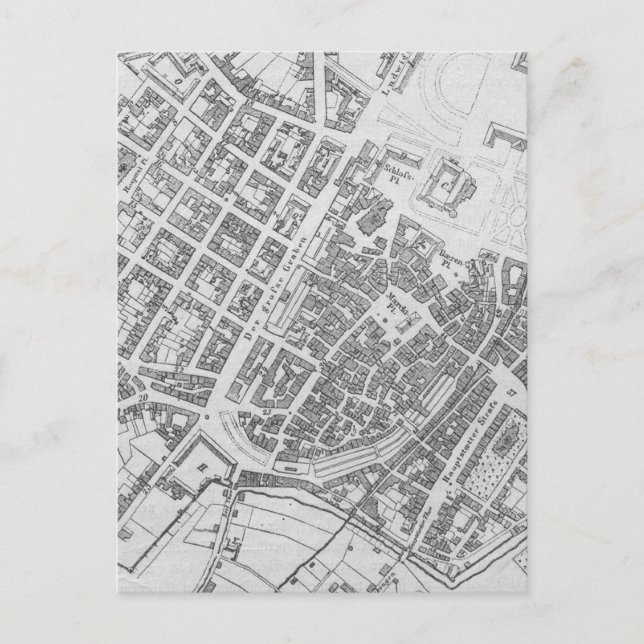 Cartão Postal Mapa Antigo de Stuttgart Alemanha (1794) (Frente)