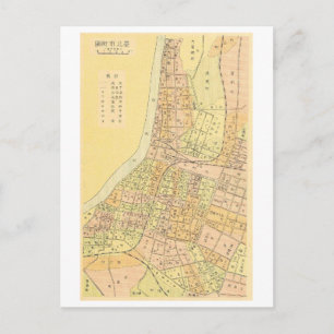 Cartão Postal Mapa Antigo de Taipé, Taiwan
