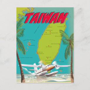 Cartão Postal Mapa Antigo de Taiwan