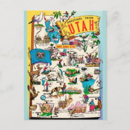 Cartão Postal Mapa Antigo de Utah