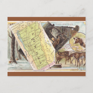 Cartão Postal Mapa Antigo de Vermont