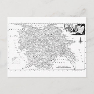 Cartão Postal Mapa antigo de Yorkshire 1786