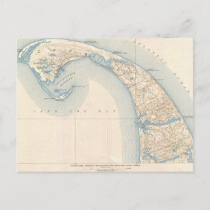 Cartão Postal Mapa Antigo do Baixo Cabo Cod