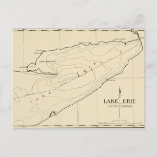 Cartão Postal Mapa Antigo do Lago Erie Nova York