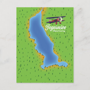Cartão Postal Mapa antigo do lago Tegernsee na Alemanha