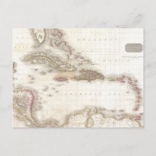 Cartão Postal Mapa antigo do Mar do Caribe