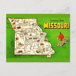 Cartão Postal Mapa Antigo do Missouri