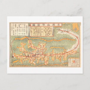 Cartão Postal Mapa Antigo do Monte Koya, 1916, Japão