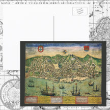 Mapa Antigo, Plano da Cidade de Lisboa, Portugal, 