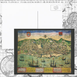 Cartão Postal Mapa antigo, Plano Municipal de Lisboa, Portugal,