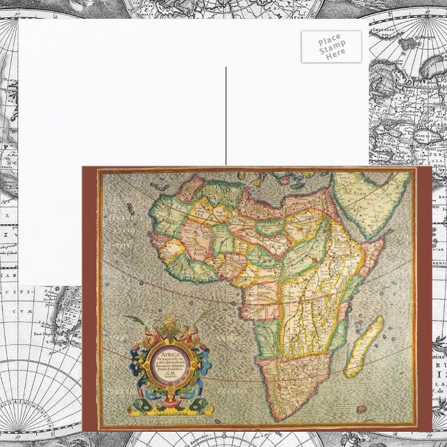 Cartão Postal Mapa Antiquado do Mercador Mundial da África, 1633 (Criador carregado)