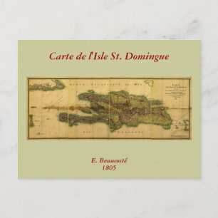 Cartão Postal Mapa Antiquário Clássico 1805 de Hispaniola