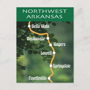 Cartão Postal Mapa Artístico das Cidades do Noroeste do Arkansas