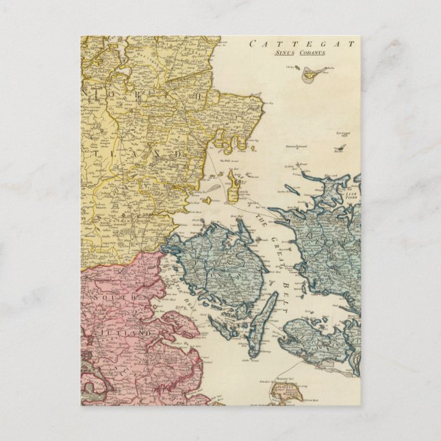 Cartão Postal Mapa Atlas da Dinamarca (Frente)