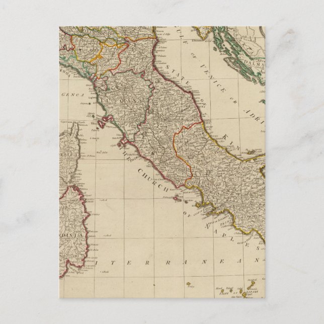 Cartão Postal Mapa Atlas de cor italiana (Frente)