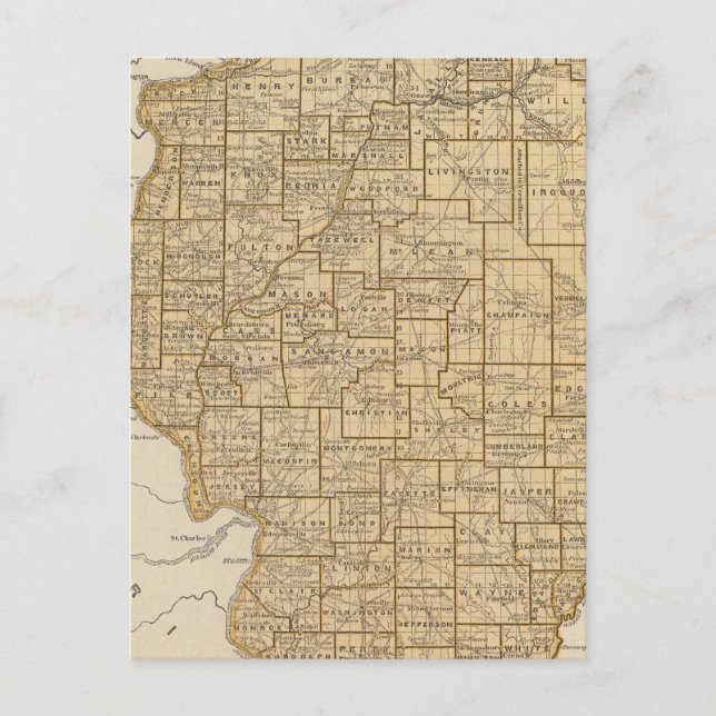 Cartão Postal Mapa Atlas de Illinois (Frente)