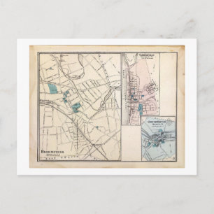 Cartão Postal Mapa, Bloomfield, New Jersey Vintage