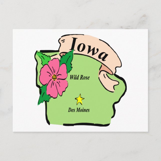 Cartão Postal Mapa bonito de Iowa (Frente)