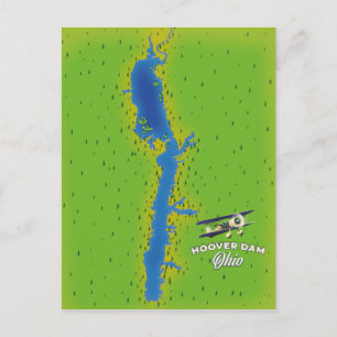 Cartão Postal Mapa Cartográfico da Barragem Hoover Ohio
