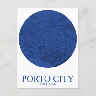 Cartão Postal mapa circular Porto Portugal