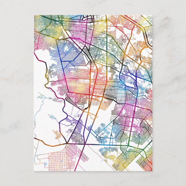 Cartão Postal Mapa Ciudad Juárez México (Frente)