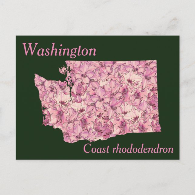 Cartão Postal Mapa Colagem da Flor do Estado de Washington (Frente)