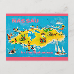 Cartão Postal Mapa Colorido de Nassau