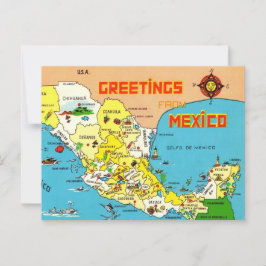 Cartão Postal Mapa Colorido do México