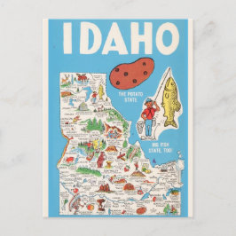 Cartão Postal Mapa Colorido Vintage de Idaho