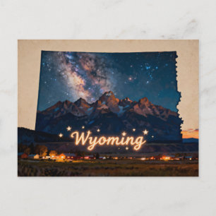 Cartão Postal Mapa Conceitual Vibrante de Wyoming