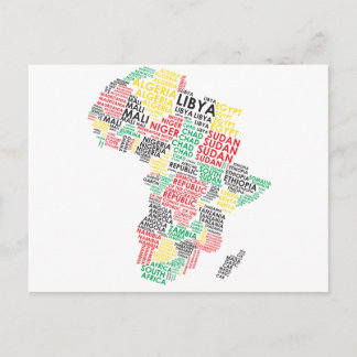 Cartão Postal Mapa Contemporâneo de Palavras Africanas