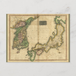 Cartão Postal Mapa Corea (Coreia) e Japão (1815)