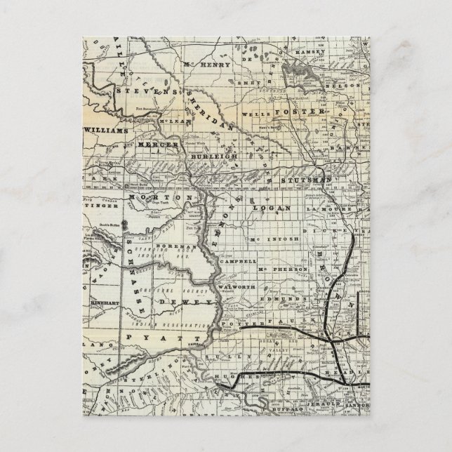 Cartão Postal Mapa correto de Dakota (Frente)