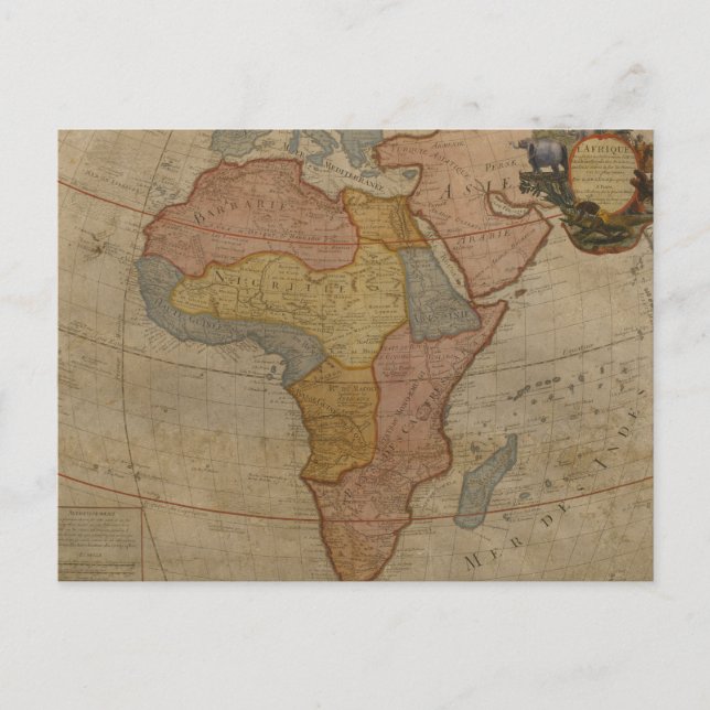 Cartão Postal Mapa da África | 1700 (Frente)
