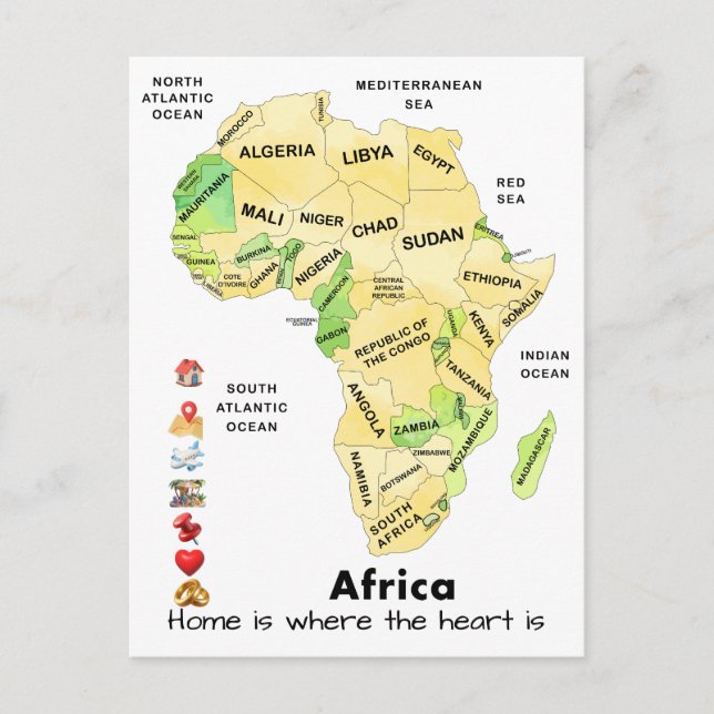 Cartão Postal Mapa da África Personalizado (Frente)