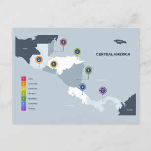 Cartão Postal Mapa da América Central