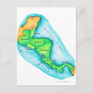 Cartão Postal Mapa da América Central