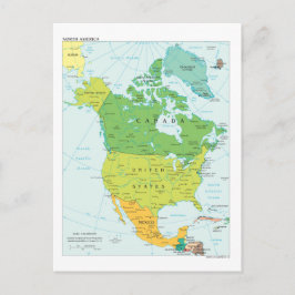 Cartão Postal Mapa da América do Norte